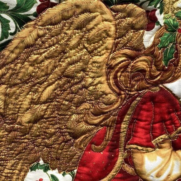 NWT. Hand Crafted Quilt Golden Christmas Angel Playing Lute - Picture 10 of 16